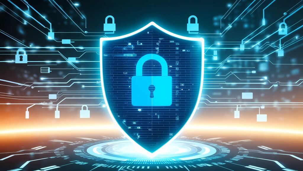 Free ai generated cybersecurity digital shield illustration