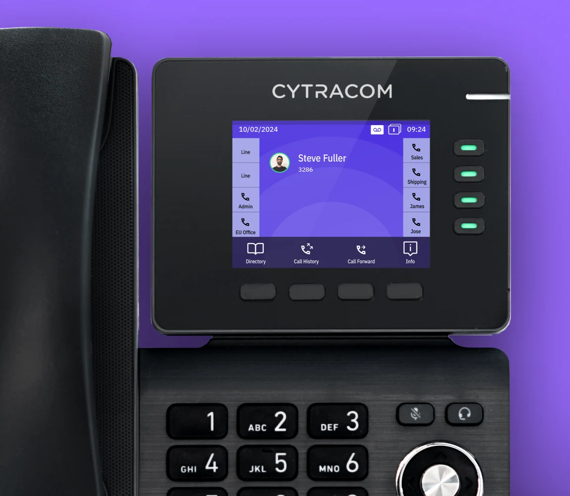 Cytracom desk phone with a color display and programmable line keys